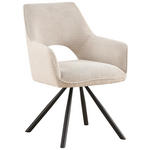 ARMLEHNSTUHL  Stoffauswahl, inklusive Armlehnen, Sitzfläche 180° drehbar, automatische Rückholfunktion Cord  - Creme/Schwarz, Design, Textil/Metall (60/85/63cm) - Hom`in
