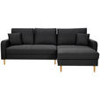 ECKSOFA in Flachgewebe Schwarz - Eiche Wotan/Schwarz, KONVENTIONELL, Holz/Textil (255/157cm) - Carryhome