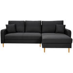 ECKSOFA in Flachgewebe Schwarz  - Eiche Wotan/Schwarz, KONVENTIONELL, Holz/Textil (255/157cm) - Carryhome