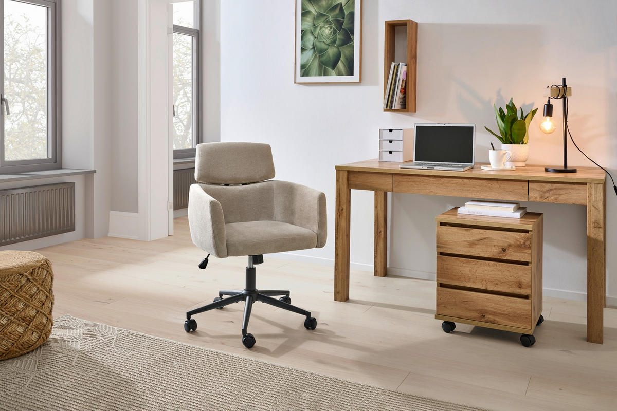 OTOČNÁ ŽIDLE, mikrovlákno,  - černá/béžová, Moderní, kov/dřevo (62/92/100/63cm) - MID.YOU