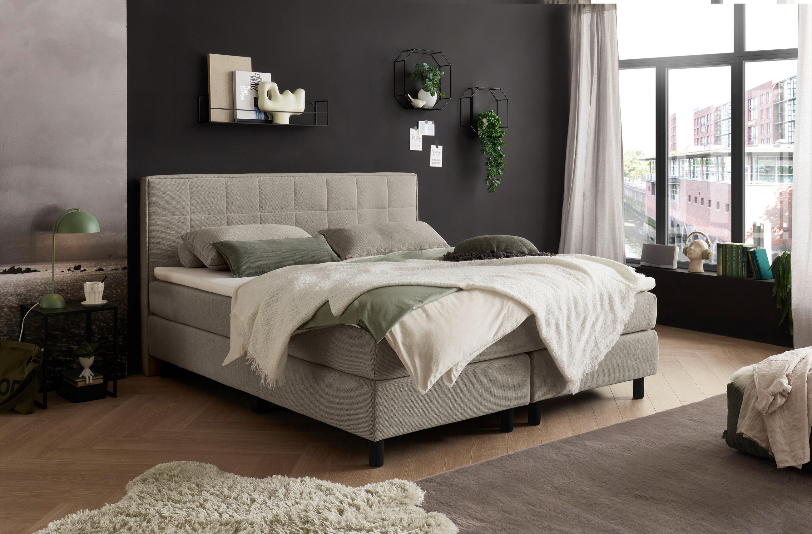 BOXBETT 180/200 cm  in Sandfarben  - Sandfarben, MODERN, Holzwerkstoff/Kunststoff (180/200cm) - MID.YOU