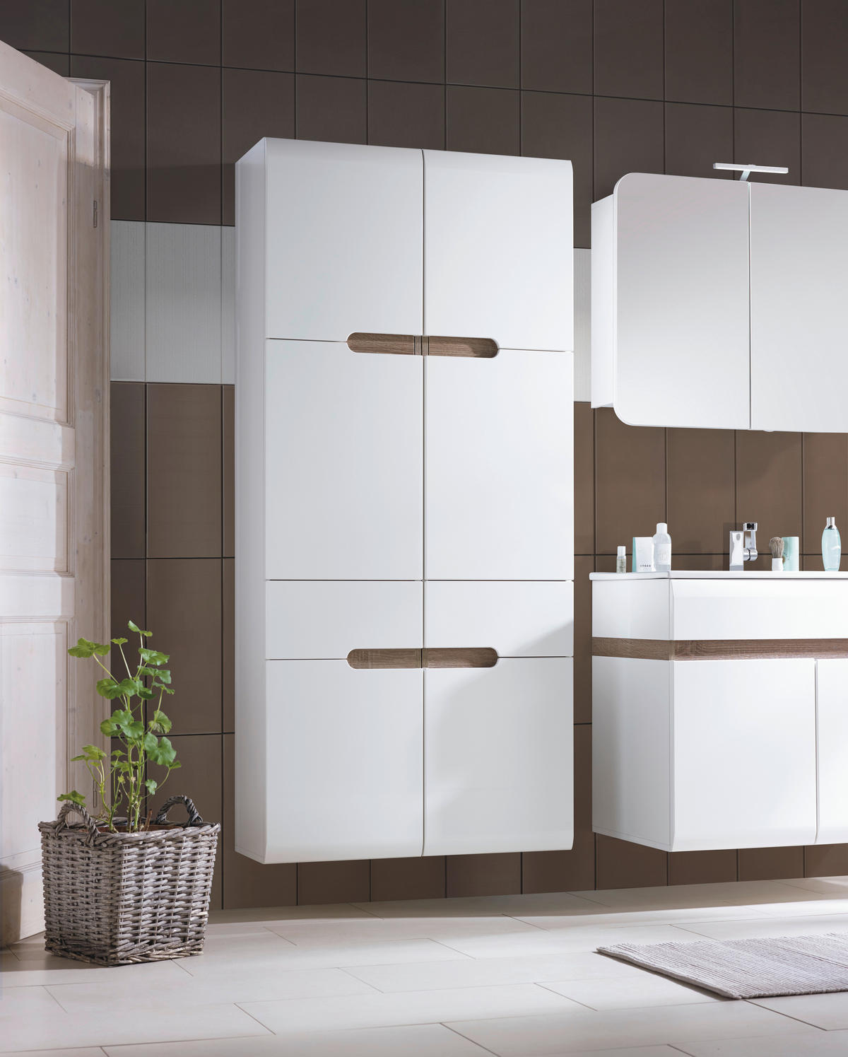 ELEMENT S OGLEDALOM   - bijela, Moderno, drvni materijal (80/69/16cm) - Xora