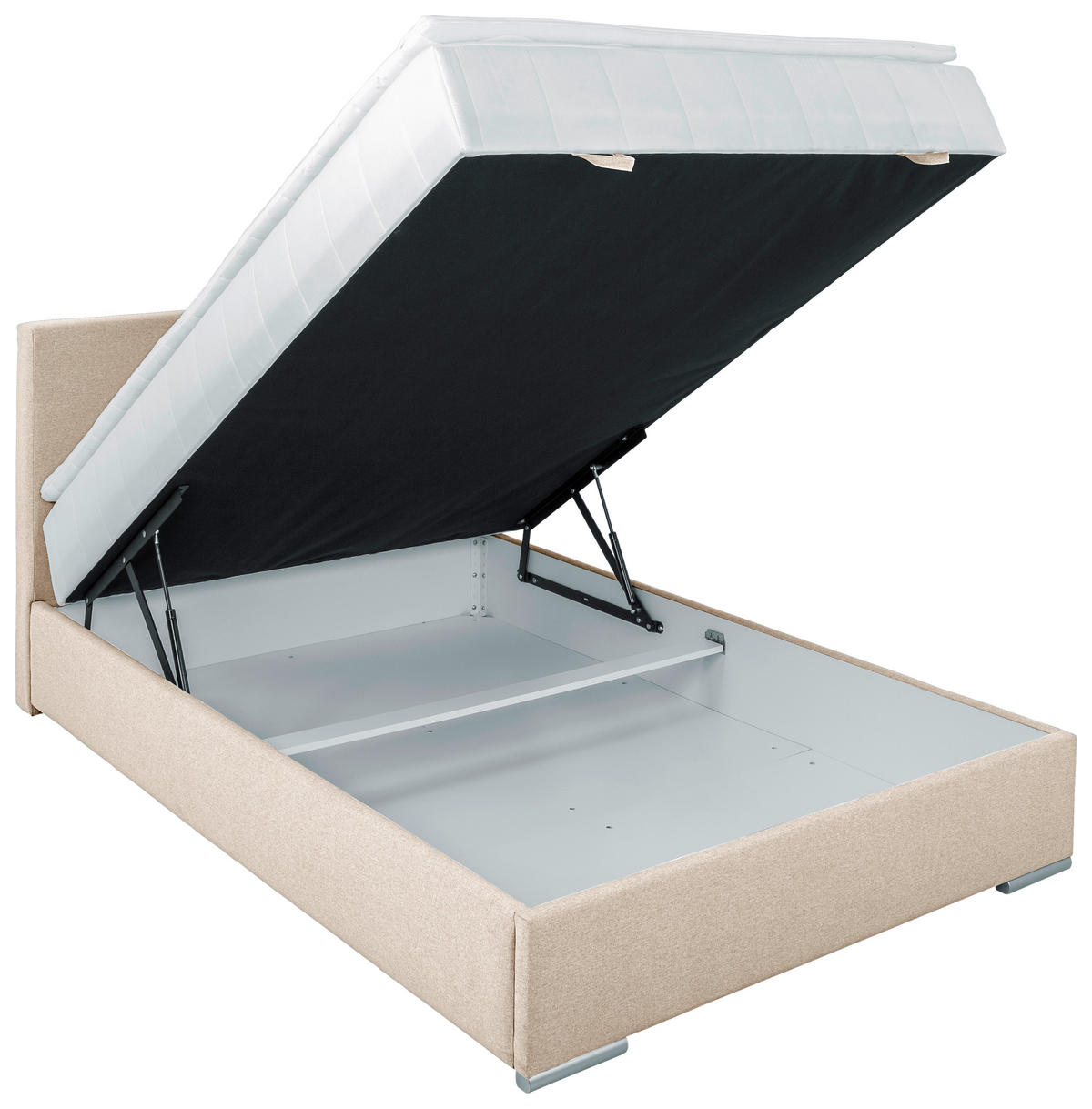 BOXBETT 90/200 cm  in Beige  - Chromfarben/Beige, KONVENTIONELL, Kunststoff/Textil (90/200cm) - Carryhome