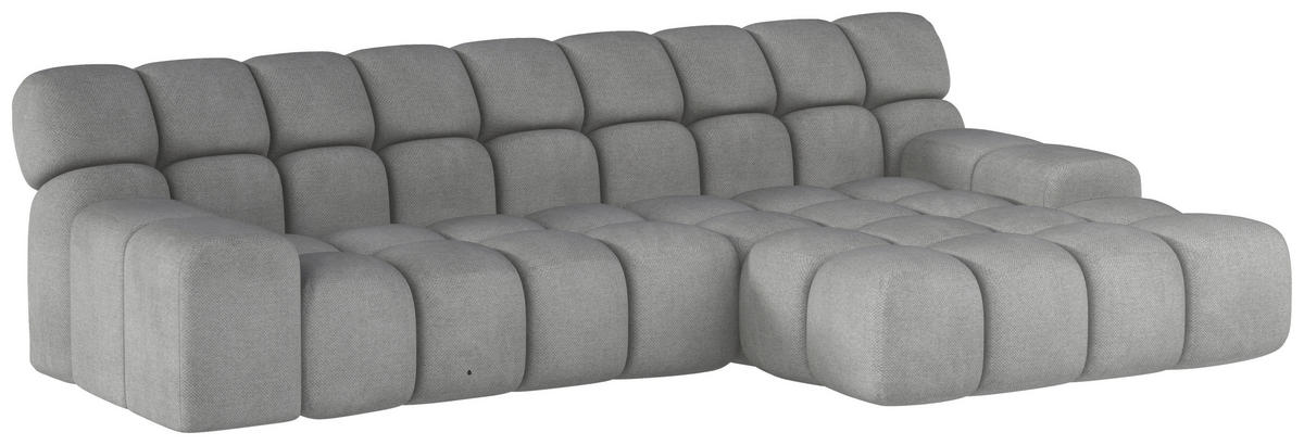 SAROKKANAPÉ textil ezüstszínű  - fekete/ezüstszínű, Design, műanyag/textil (297/180cm) - Welnova