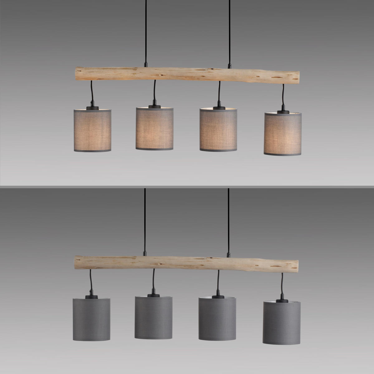 PENDELLEUCHTE Tribu 82,5/13,5/60-120 cm   - Taupe/Schwarz, Natur, Holz/Kunststoff (82,5/13,5/60-120cm)