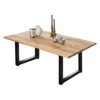 ESSTISCH 200/100/75 cm Echtholz  Holz, Metall rechteckig Naturfarben, Schwarz  - Schwarz/Naturfarben, Design, Holz/Metall (200/100/75cm) - MID.YOU