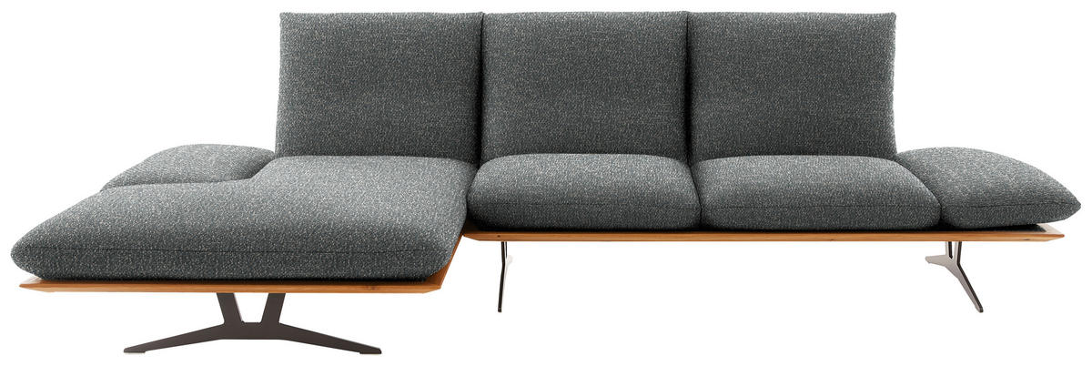 ECKSOFA in Flachgewebe Graubraun  - Graubraun/Schwarz, Design, Holz/Textil (159/314cm) - Dieter Knoll