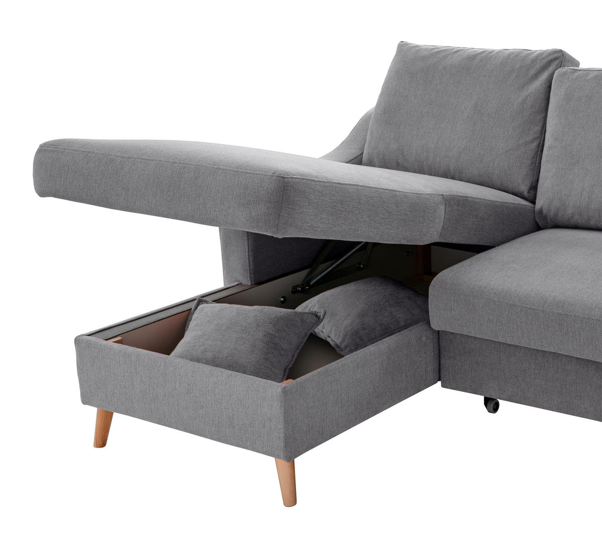 WOHNLANDSCHAFT in Chenille Dunkelgrau  - Dunkelgrau/Naturfarben, KONVENTIONELL, Holz/Textil (150/301/200cm) - Livetastic