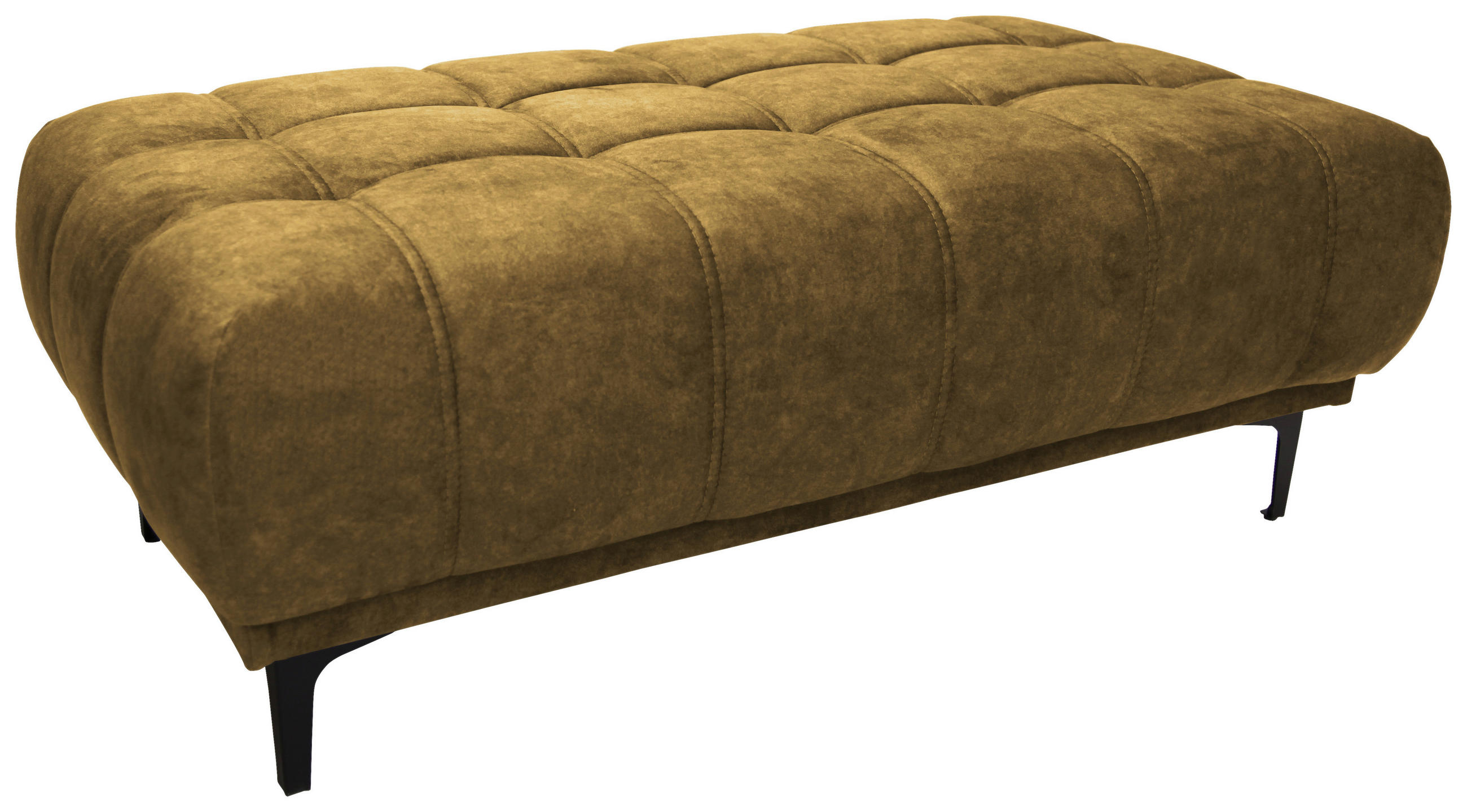 HOCKER Cancun Velours Gelb, Goldbraun  - Gelb/Goldbraun, Design, Textil/Metall (131/47/71cm) - Stylife