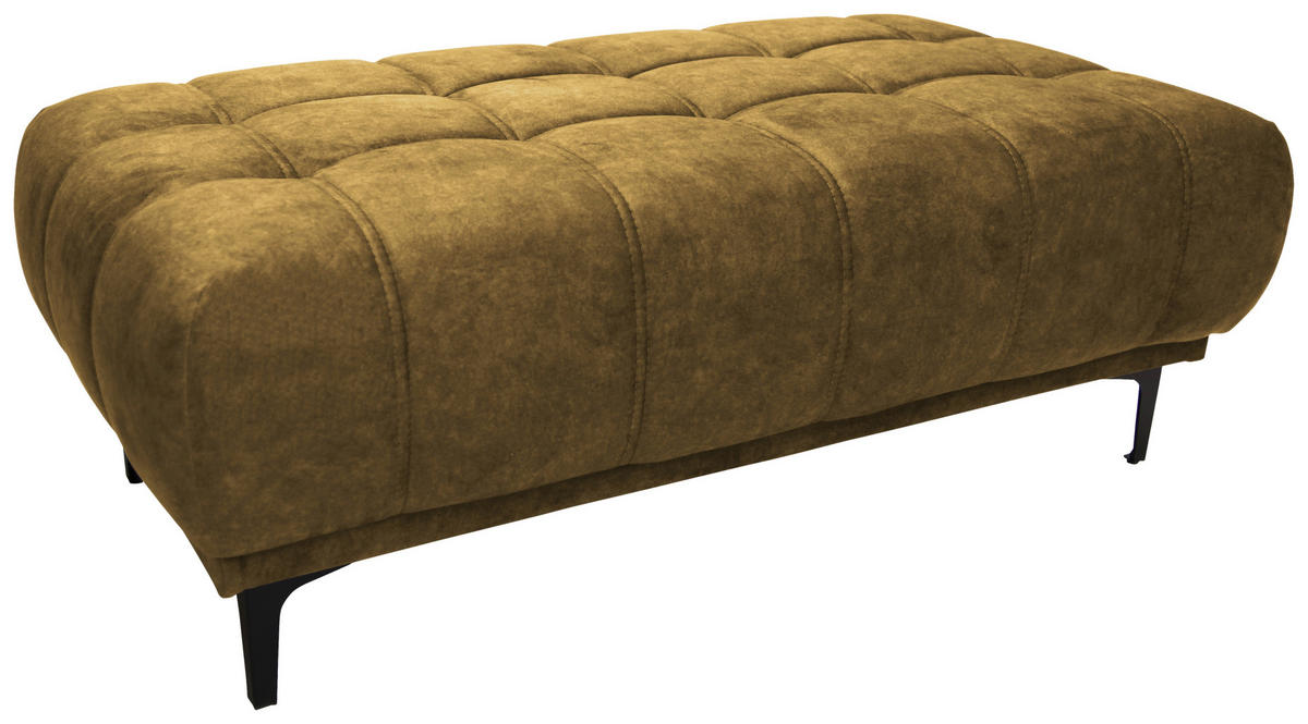 HOCKER Cancun Velours Gelb, Goldbraun  - Gelb/Goldbraun, Design, Textil/Metall (131/47/71cm) - Stylife