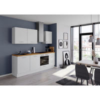 KÜCHENBLOCK 230 cm   in Weiß  - Edelstahlfarben/Eichefarben, Design, Holzwerkstoff/Metall (230cm) - Impuls