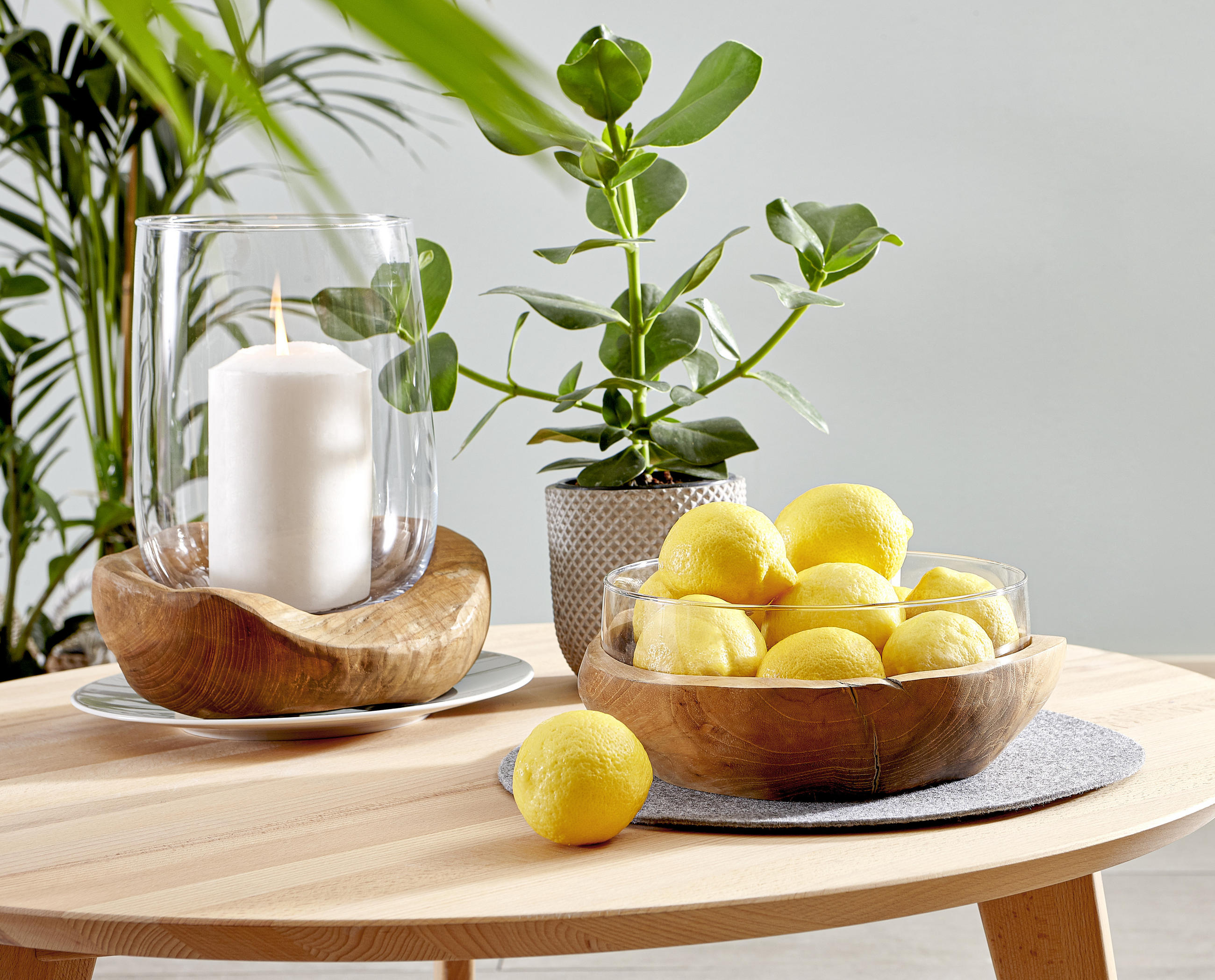 WINDLICHT - Klar/Braun, Basics, Glas/Holz (23/27cm) - Leonardo