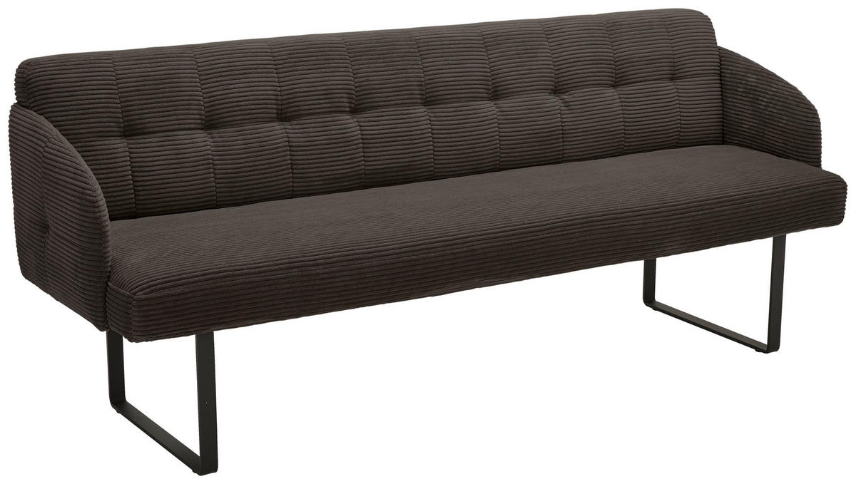 SITZBANK 217/85/69 cm Cord Mokka Metall  - Schwarz/Mokka, Design, Textil/Metall (217/85/69cm) - Musterring