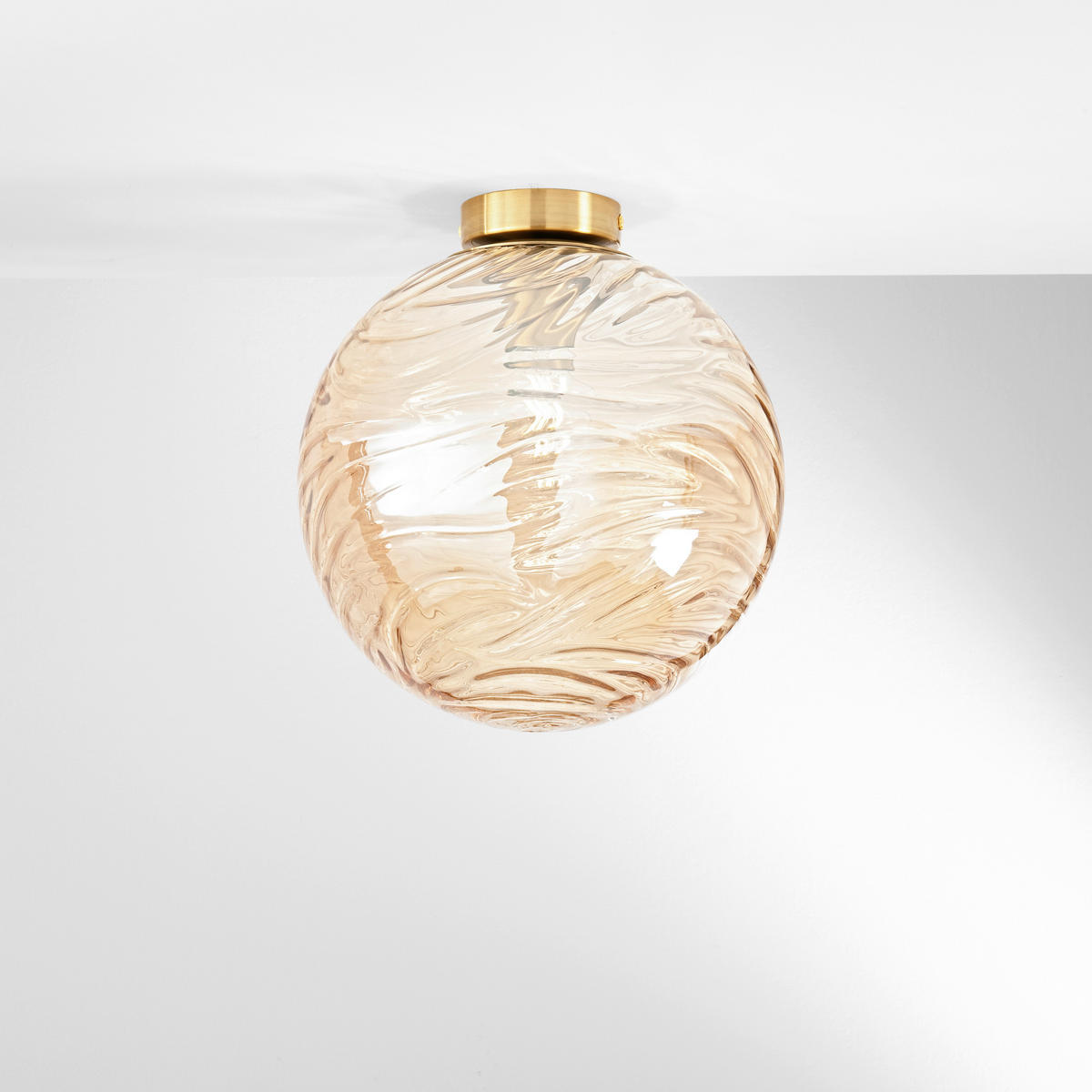 DECKENLEUCHTE Luce Ambiente e Design 30/30 cm   - Goldfarben/Bernsteinfarben, KONVENTIONELL, Glas/Metall (30/30cm)