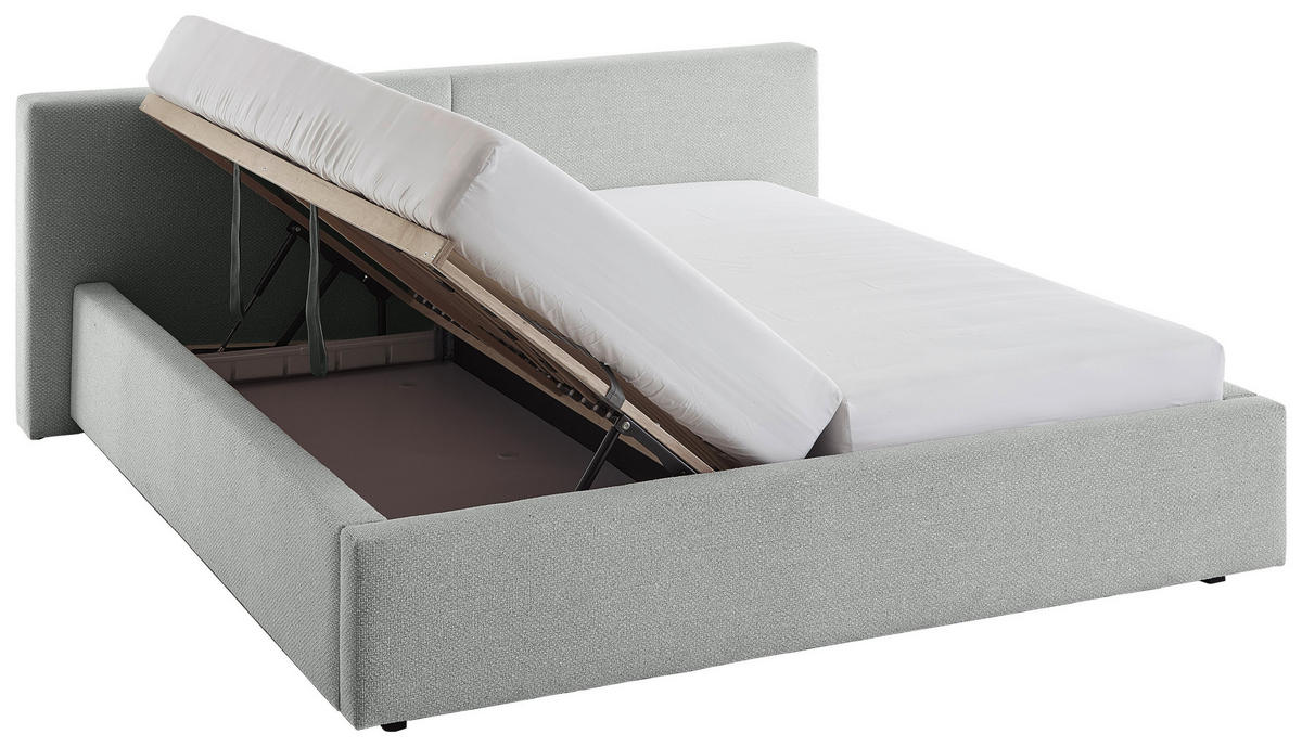 POLSTERBETT 240/200 cm,  in Grau, Lattenrost, Bettkasten,  - Grau, Basics, Holz/Textil (240/200cm) - Boxxx