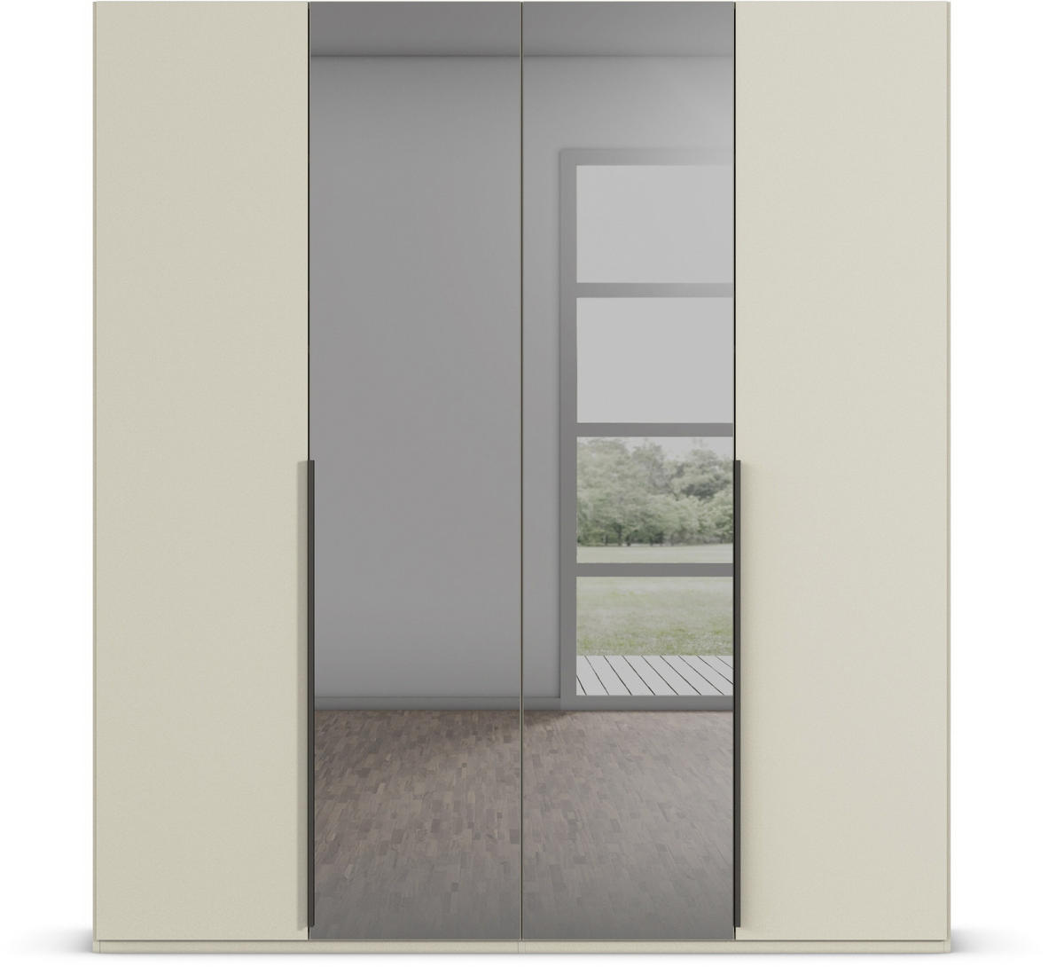 DREHTÜRENSCHRANK 201/223/61 cm 4-türig Grau, Champagner  - Champagner/Graphitfarben, Trend, Glas/Holzwerkstoff (201/223/61cm) - Novel