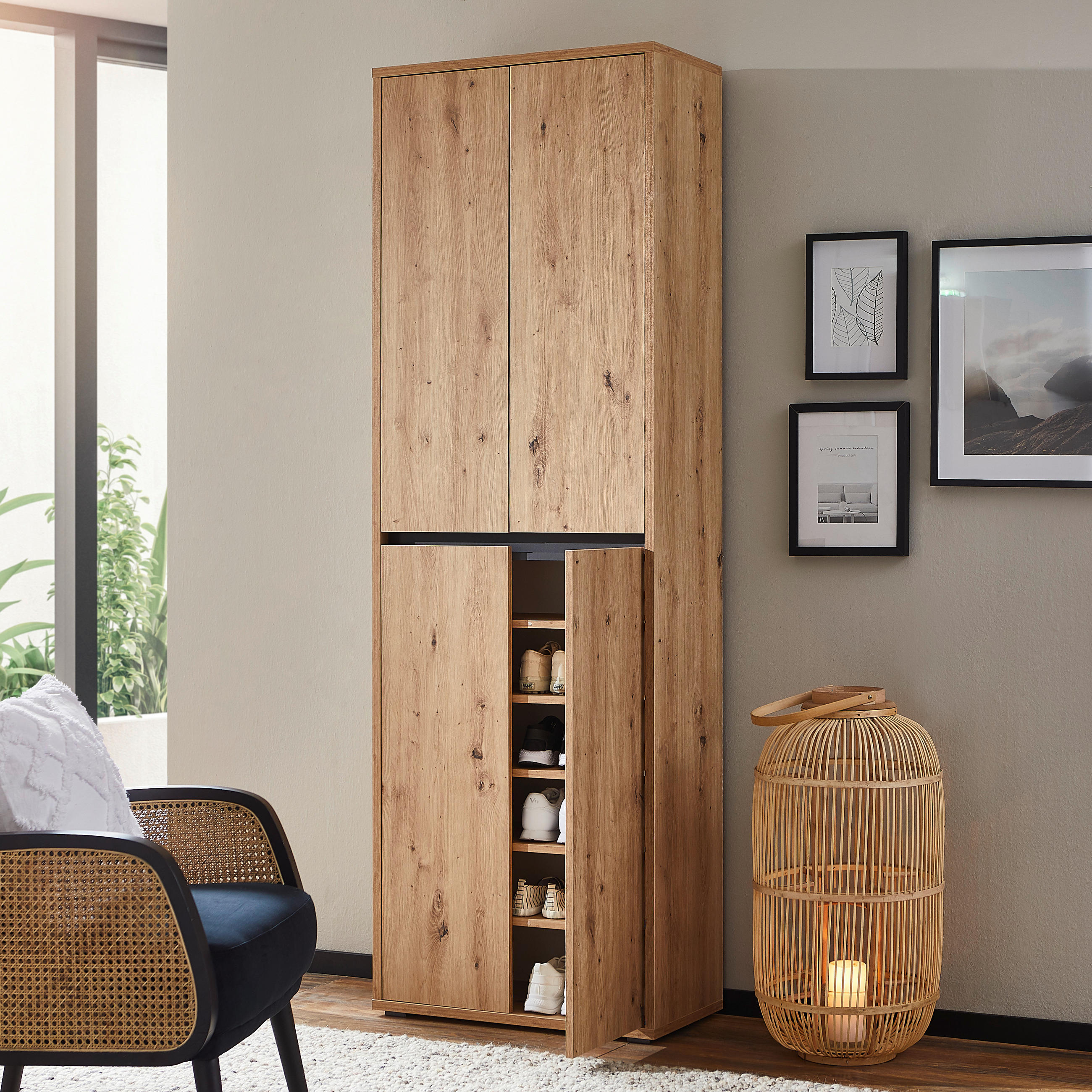 SCHUHSCHRANK Eichefarben - Eichefarben, KONVENTIONELL, Holzwerkstoff (70/210/34cm) - Xora