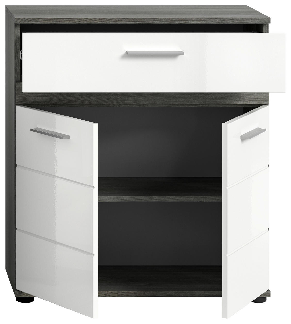 SPODNJA OMARICA 70/79/31 cm  - srebrne barve/siva, Moderno, umetna masa/leseni material (70/79/31cm) - MID.YOU