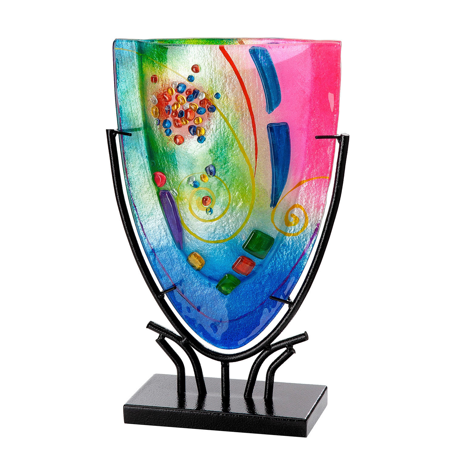 DEKOVASE  - Multicolor, Basics, Glas/Metall (22/34,5/9,5cm)