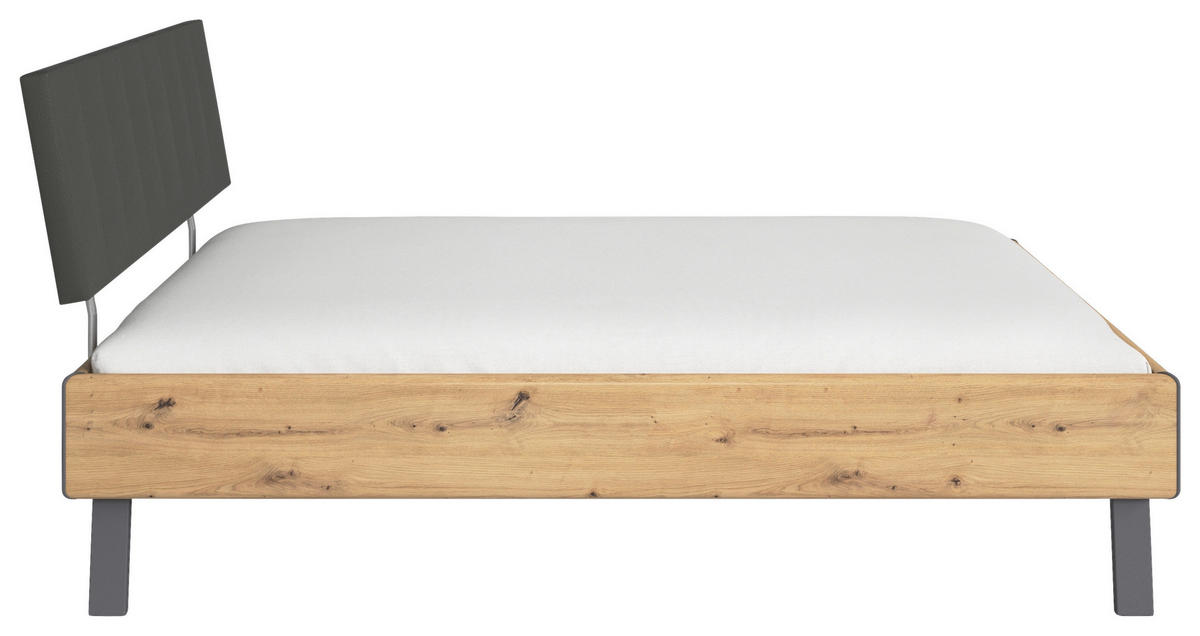 BETT 160/200 cm  in Eiche Artisan  - Eiche Artisan/Grau, Design, Holzwerkstoff/Textil (160/200cm) - Carryhome