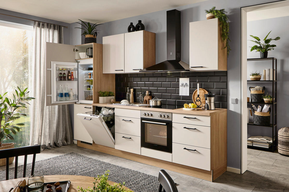 KÜCHENBLOCK XO 8  in Grau, Eichefarben  - Edelstahlfarben/Alteiche, Design, Holzwerkstoff/Metall - Xora