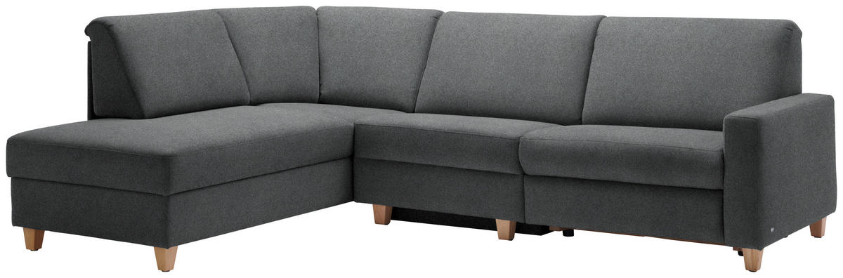 ECKSOFA in Flachgewebe Anthrazit  203/261 cm  - Eichefarben/Anthrazit, KONVENTIONELL, Holz/Textil (203/261cm) - Sedda