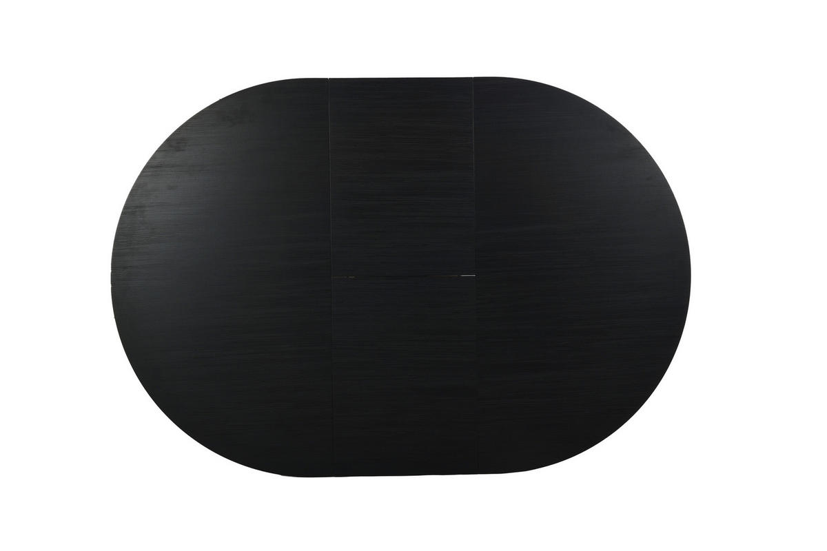 AUSZIEHTISCH Schwarz oval  ausziehbar  - Schwarz, Design, Holzwerkstoff/Metall (120-160/110/76cm) - MID.YOU