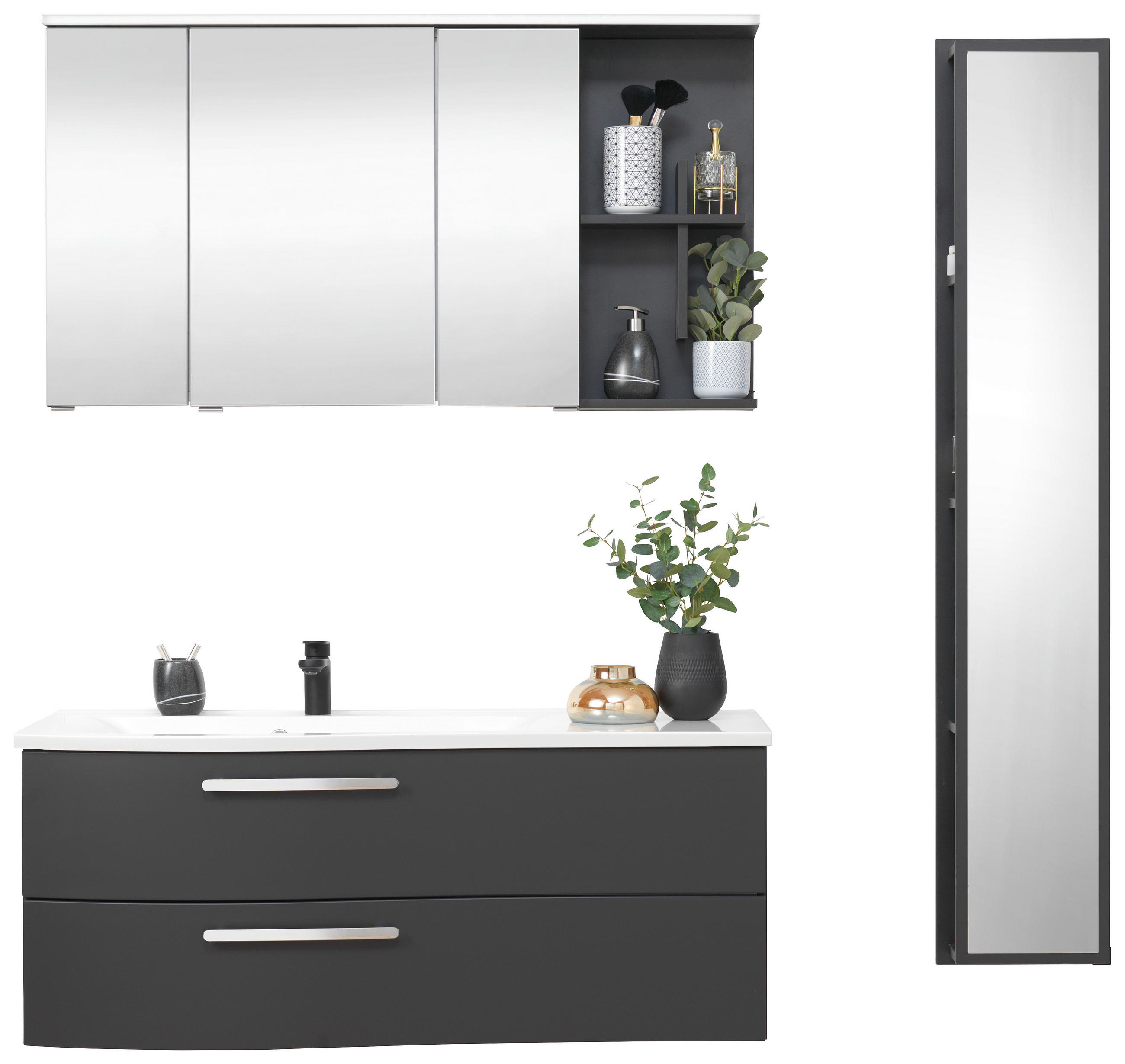 BADRUM 120 cm  - vit/grå, Modern, trämaterial/glas (120cm) - Novel