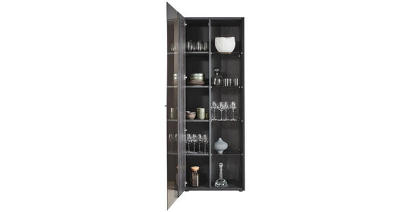 VITRINE in massiv Kernbuche, Kernesche Anthrazit - Anthrazit/Schwarz, Design, Glas/Holz (72/204/44cm) - Johann Jakob