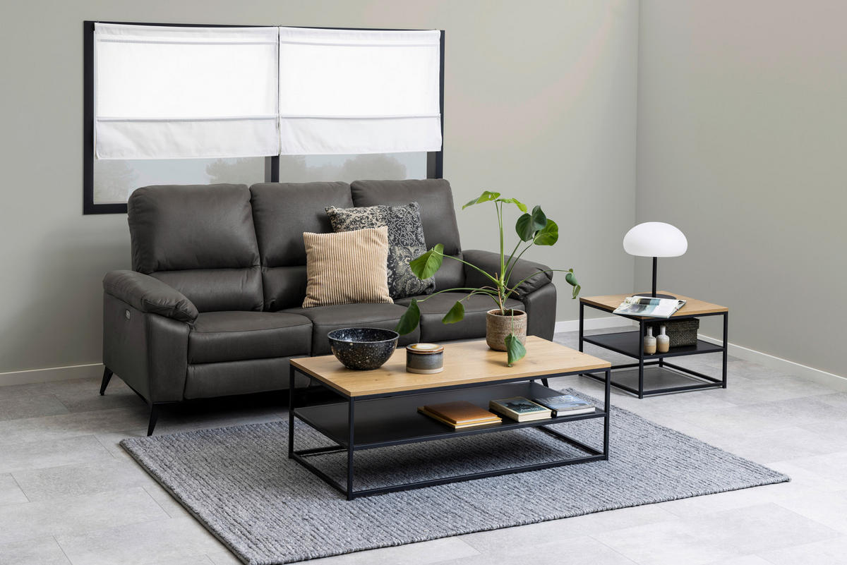 COUCHTISCH in Holzwerkstoff 120/60/42 cm  - Eichefarben/Schwarz, Trend, Holzwerkstoff/Metall (120/60/42cm) - MID.YOU