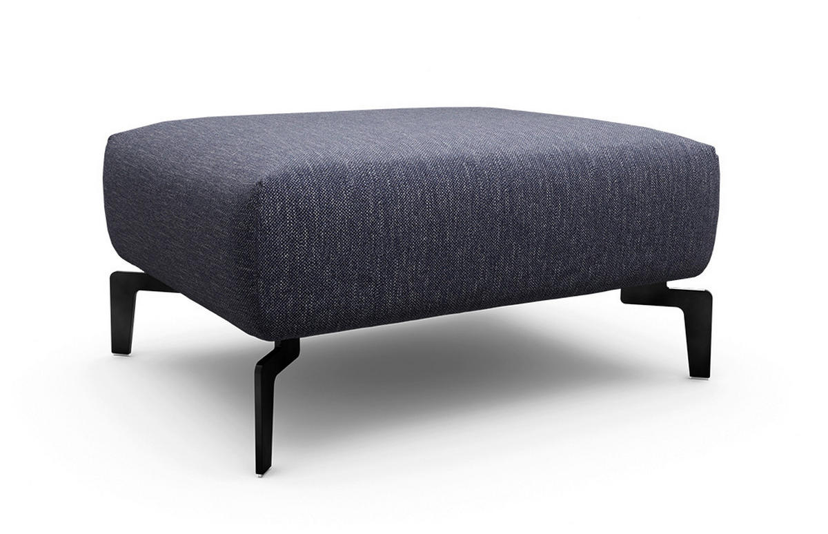 HOCKER Chenille Blau  - Blau/Schwarz, Design, Textil/Metall (90/70/46cm) - SENSOO