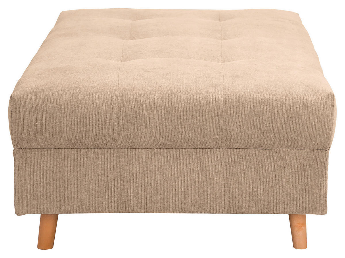 ECKSOFA inkl. Hocker Ariella Creme Mikrofaser  - Creme/Naturfarben, Design, Holz/Textil (161/231cm) - Livetastic
