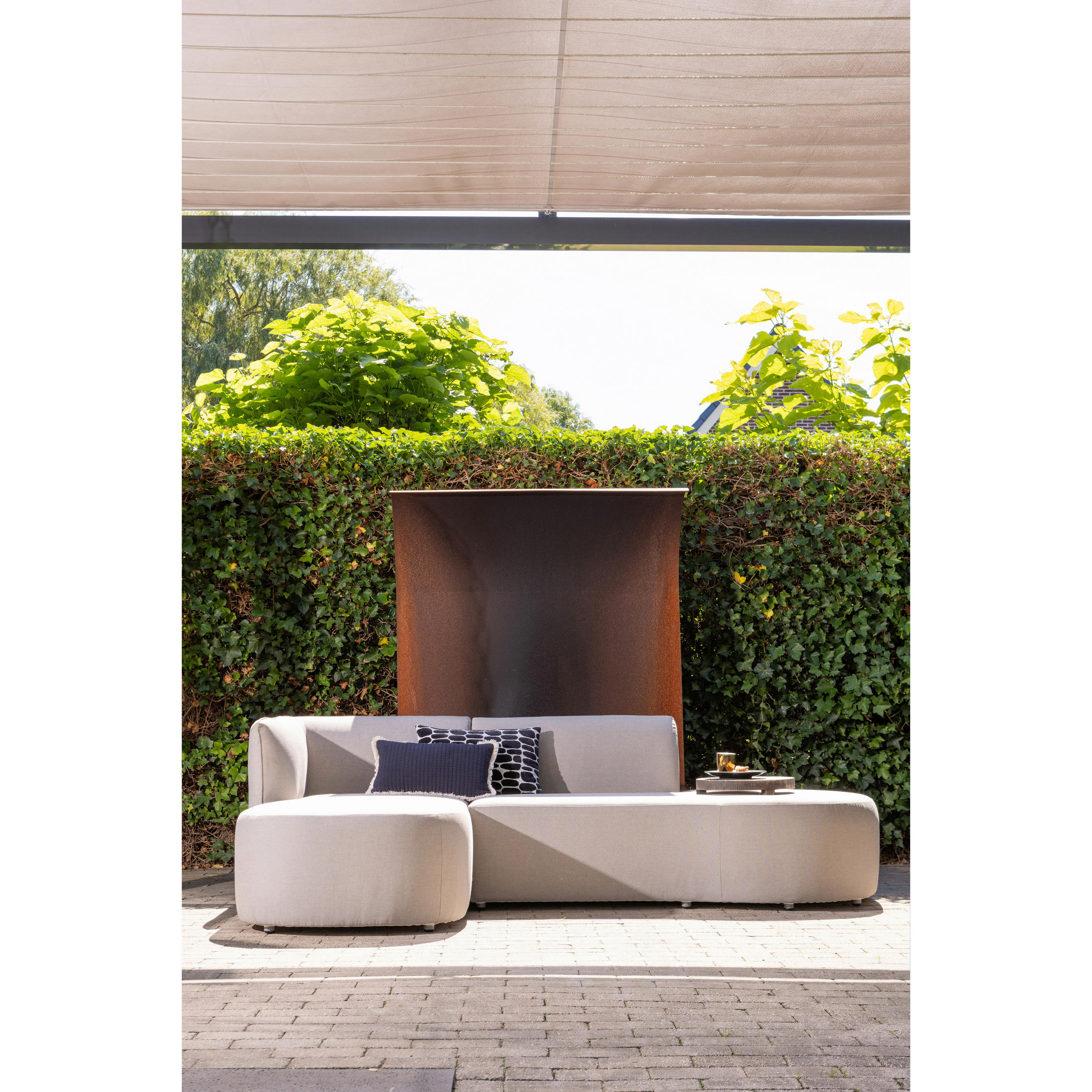 LOUNGEGARNITUR 168/258 cm Aluminium  - Sandfarben, MODERN, Textil/Metall (168/258cm) - Livetastic