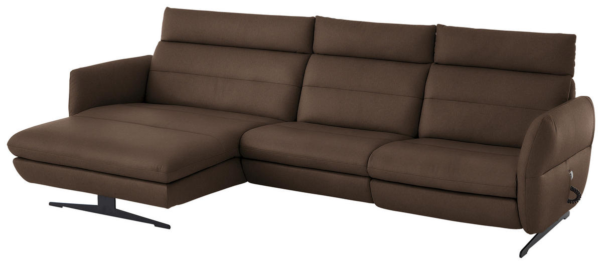 ECKSOFA in Echtleder Braun  - Schwarz/Braun, Design, Leder/Metall (169/298cm) - Dieter Knoll