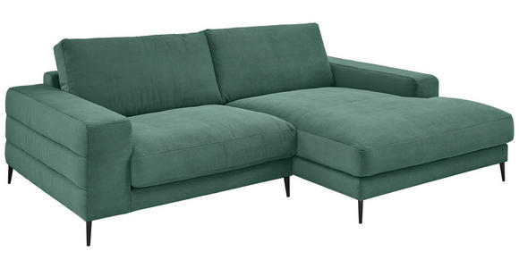 ECKSOFA in Feincord Grün  - Schwarz/Grün, Design, Textil/Metall (253/177cm) - Dieter Knoll