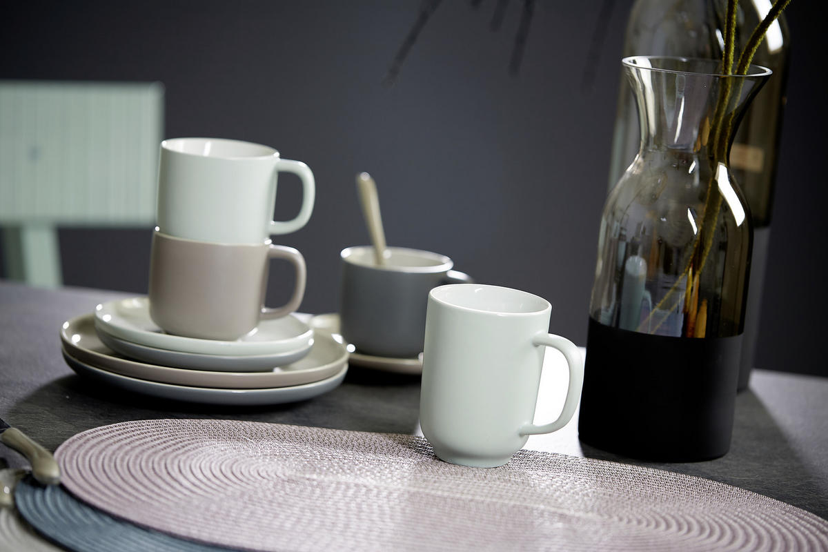 KAFFEEBECHER Jasper  320 ml   - Weiß/Mintgrün, Design, Keramik (320ml) - Ritzenhoff Breker