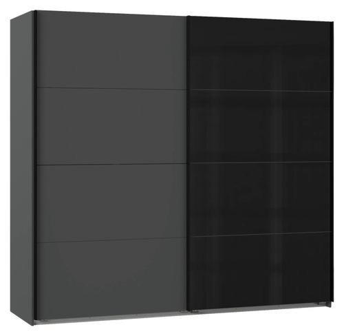 GARDEROB MED SKJUTDÖRRAR 225/210/65 cm 2-dörrar - grafitfärgad/svart, Basics, metall/trämaterial (225/210/65cm) - Livetastic