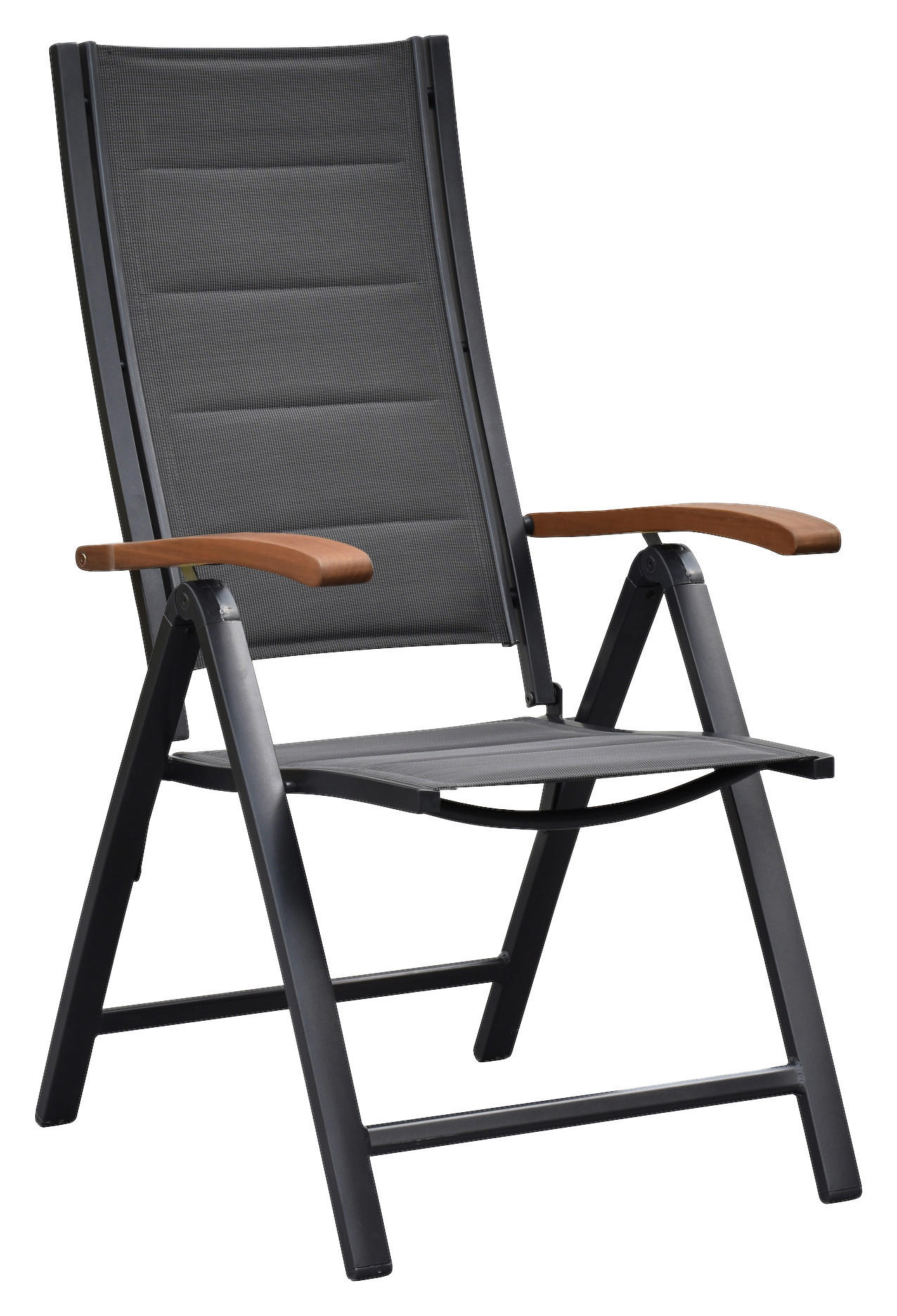 GARTENKLAPPSESSEL in Holz, Metall, Textil Graphitfarben, Naturfarben  - Graphitfarben/Naturfarben, MODERN, Holz/Textil (58/110,5/74cm) - Gardenson