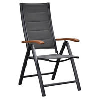 GARTENKLAPPSESSEL in Holz, Metall, Textil Graphitfarben, Naturfarben  - Graphitfarben/Naturfarben, MODERN, Holz/Textil (58/110,5/74cm) - Gardenson