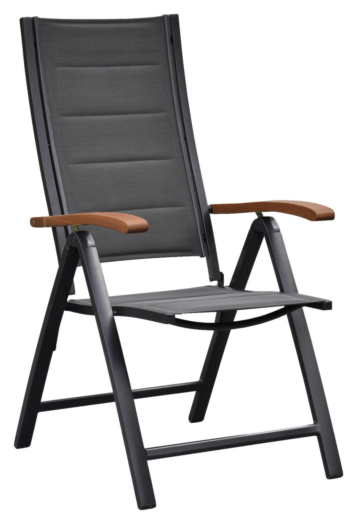 GARTENKLAPPSESSEL in Holz, Metall, Textil Graphitfarben, Naturfarben  - Graphitfarben/Naturfarben, MODERN, Holz/Textil (58/110,5/74cm) - Gardenson