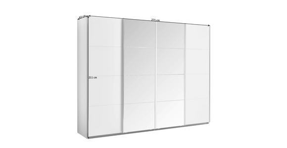 SCHWEBETÜRENSCHRANK 271/211/62 cm 4-türig Weiß  - Chromfarben/Weiß, Design, Glas/Holzwerkstoff (271/211/62cm) - Carryhome