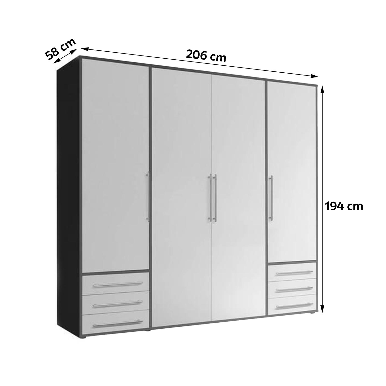 DREHTÜRENSCHRANK in Graphitfarben, Weiss  - Weiss/Silberfarben, Modern, Holzwerkstoff/Kunststoff (206/194/58cm) - Livetastic