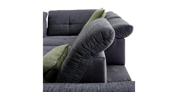 ECKSOFA in Chenille Schwarz  - Chromfarben/Schwarz, Design, Textil (242/313cm) - Xora