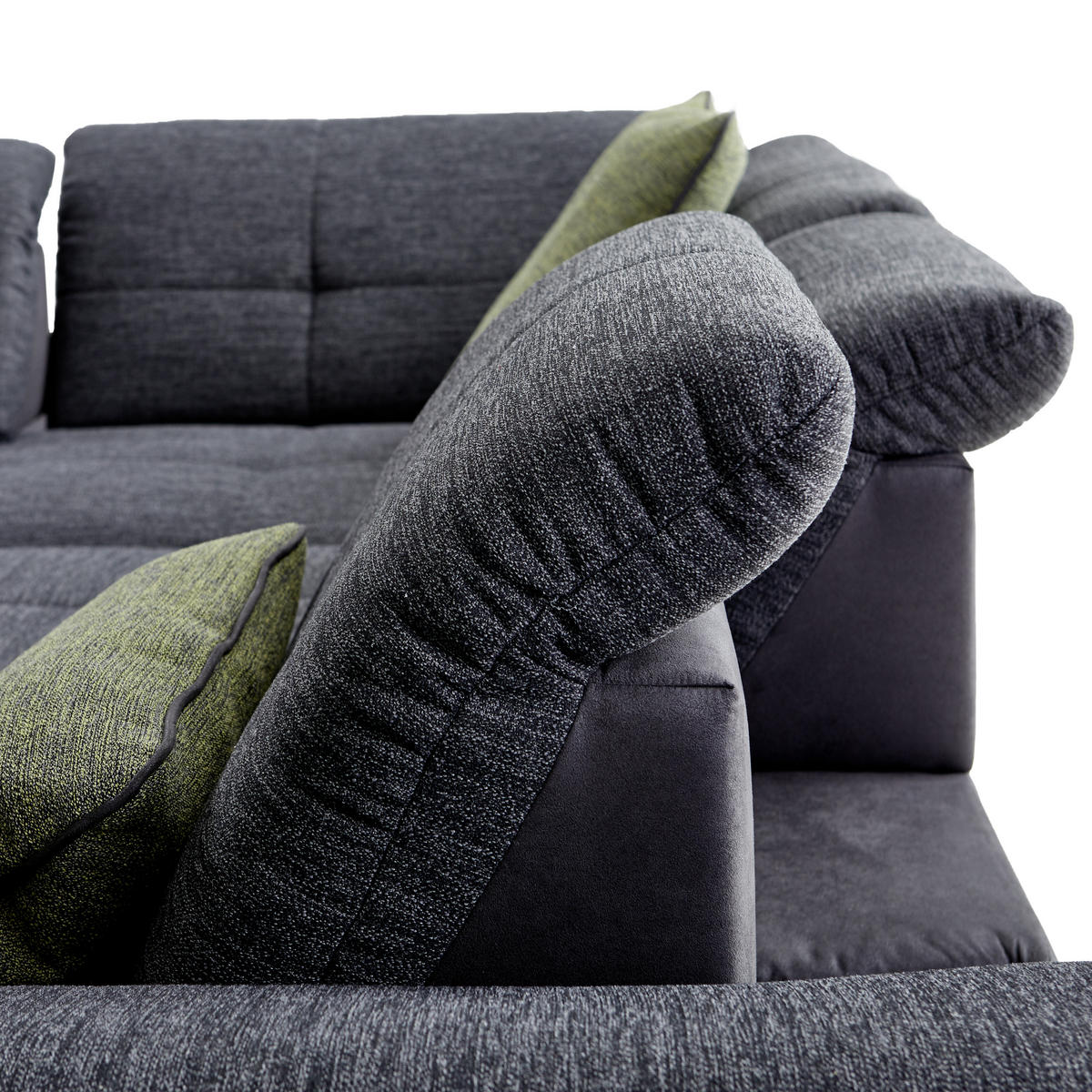 ECKSOFA Schwarz Chenille  - Chromfarben/Schwarz, Design, Textil (242/313cm) - Xora