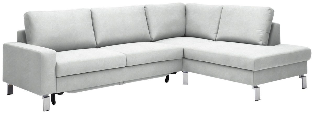 ECKSOFA in Flachgewebe Silberfarben  276/200 cm  - Chromfarben/Silberfarben, Design, Textil/Metall (276/200cm) - Hom`in