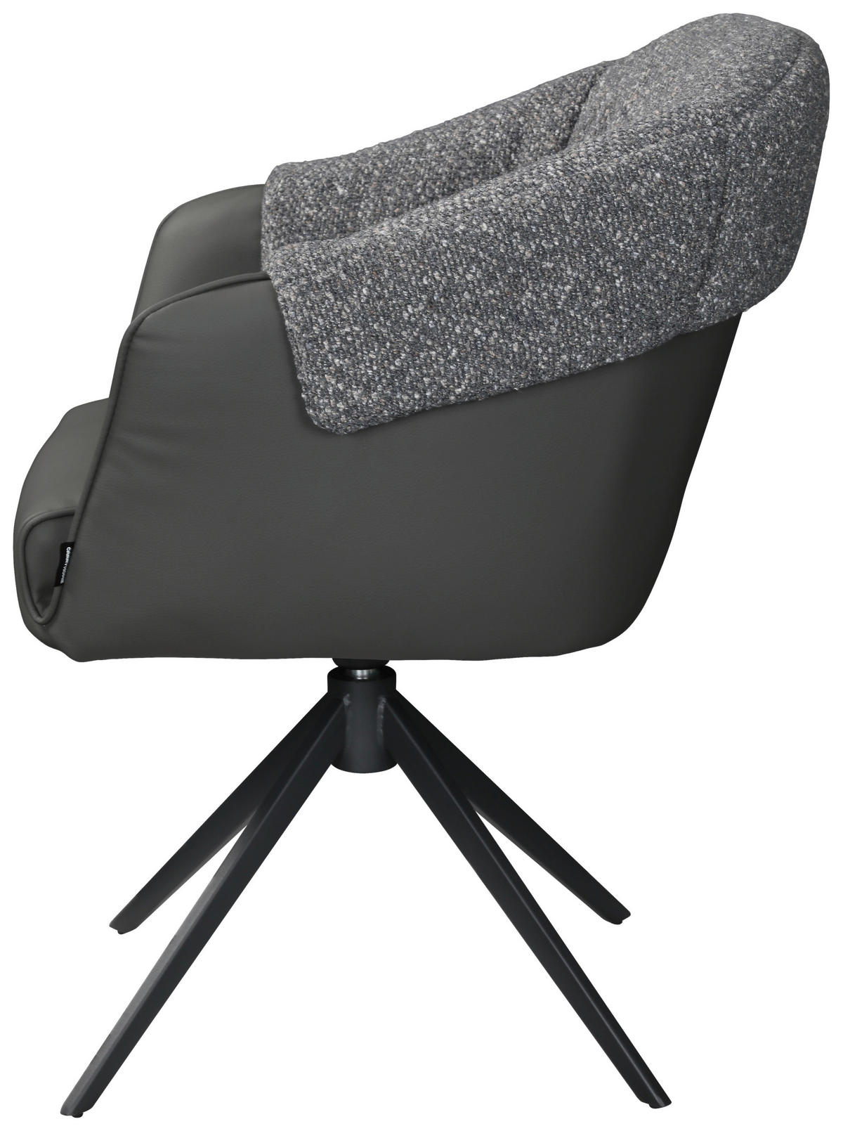 ARMLEHNSTUHL  Sitzfläche 360° drehbar, automatische Rückholfunktion Lederlook, Leinenoptik  Grau, Schwarz  - Schwarz/Grau, Design, Textil/Metall (68,5/83/65,5cm) - Carryhome