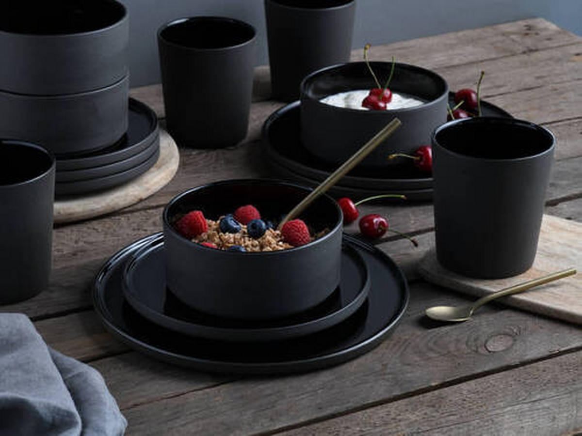 KOMBINOVANÁ SOUPRAVA, 16dílné, kamenina - černá, Trend, keramika (41/39/35null) - Creatable