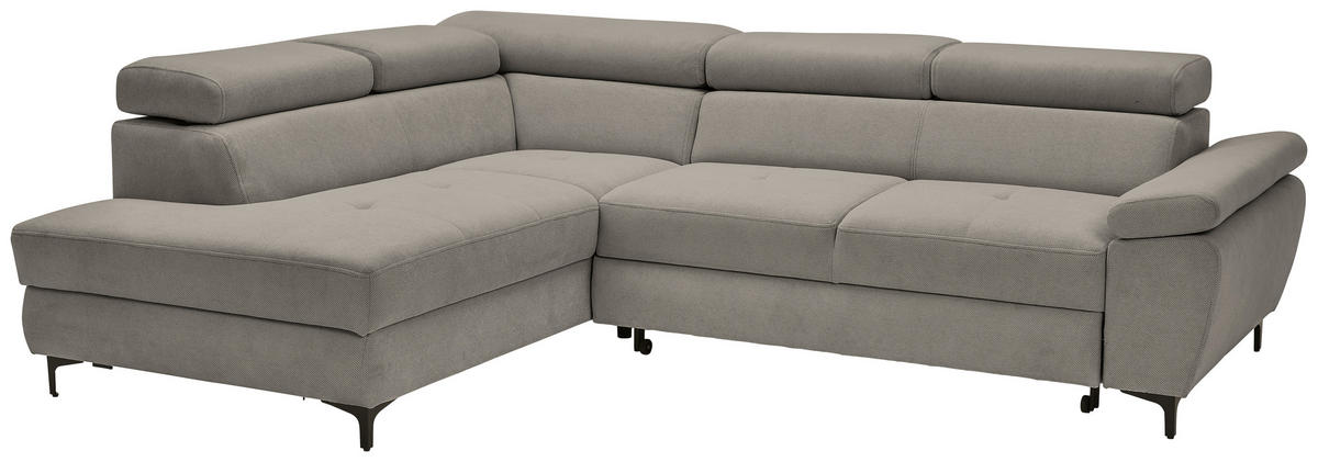 ECKSOFA inkl. Funktion COMBO Dunkelgrau Flachgewebe  - Dunkelgrau/Schwarz, Design, Textil/Metall (206/266cm) - Stylife