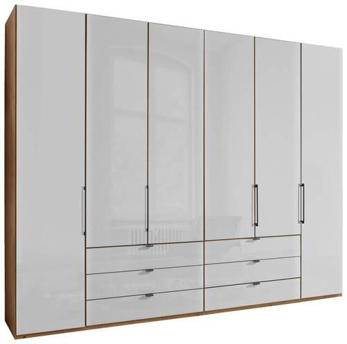 FALTTÜRENSCHRANK  in Weiß, Eiche Bianco  - Schieferfarben/Eiche Bianco, KONVENTIONELL, Glas/Holzwerkstoff (300/216/58cm) - Dieter Knoll
