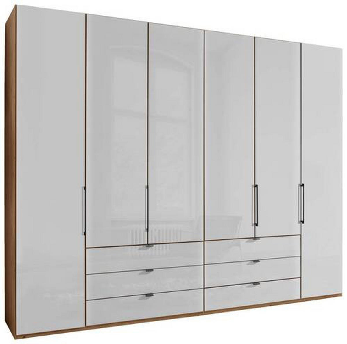 FALTTÜRENSCHRANK in Weiss, Eiche Bianco  - Schieferfarben/Weiss, Konventionell, Glas/Holzwerkstoff (300/216/58cm) - Dieter Knoll
